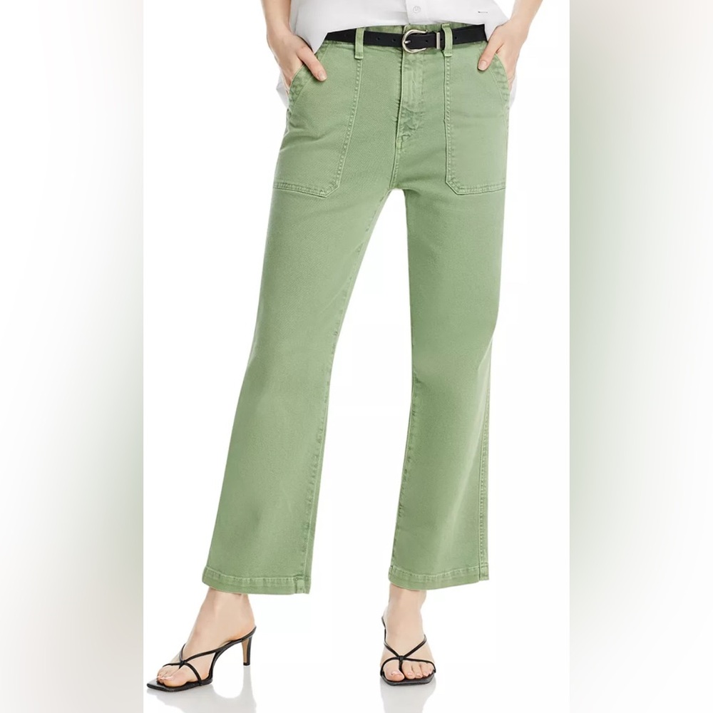Adriano Goldschmied Analeigh High Rise Straight Leg Jeans Sulfur Forest Green 25